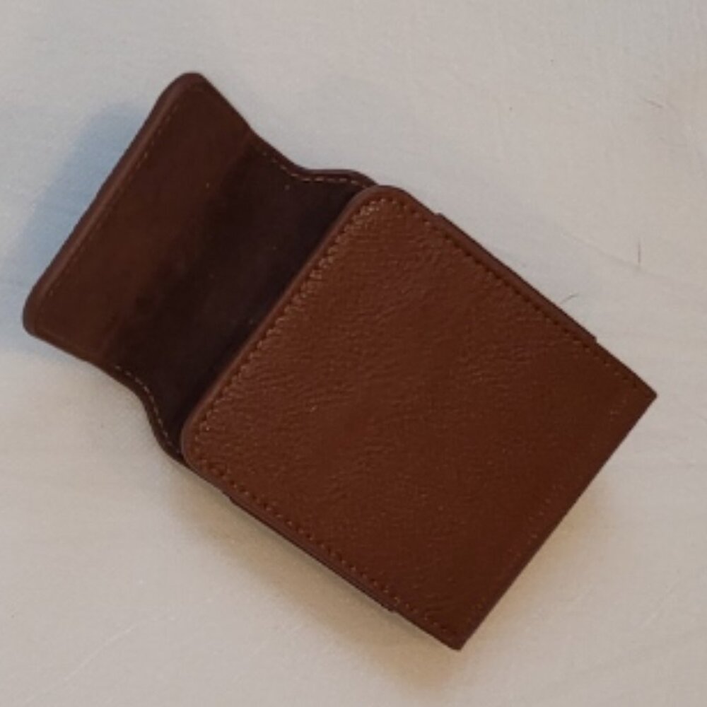 Brown Magnetic Clip-on Leather Bag Case Belt Clip Holder Holster Wallet - Picture 2 of 5